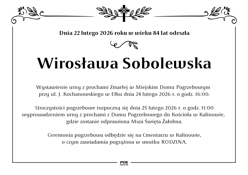 Wirosława Sobolewska - nekrolog